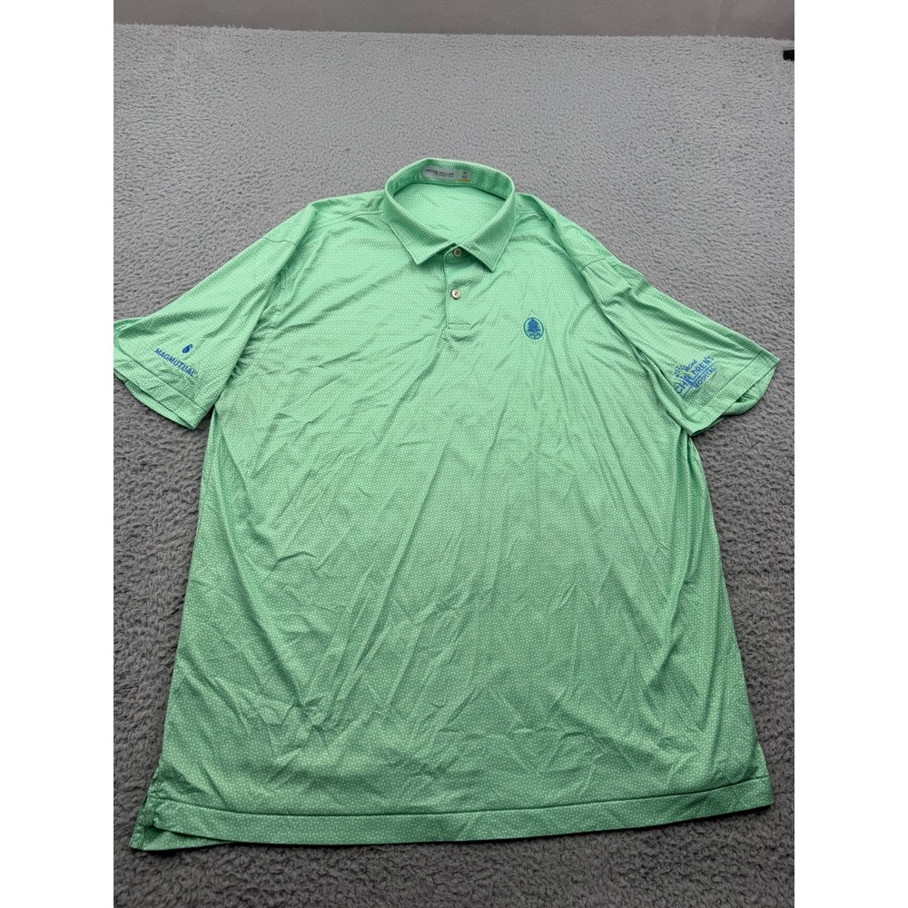 Peter Millar Golf Polo Shirt Mens XL Green Geometric McLeod Hospital MagMutual
